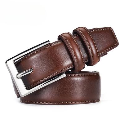 Business Casual Pin Buckle Leather Belt, Men'S Leather Blue Belt, Cowhide Belt