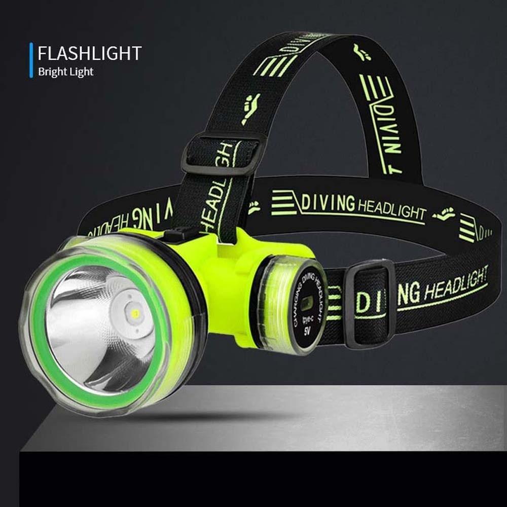 1200mAh Diving Headlamp Magnetic Switch Portable Head Mounted Mining Lamp LED Beads Rechargeable Underwater Headlight Wilderness