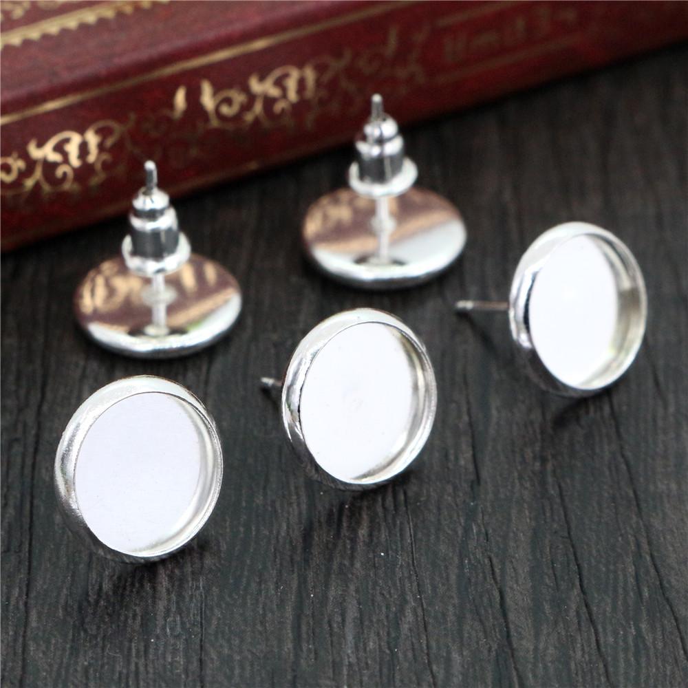 High Quality Copper Material 6mm 8mm 10mm 12mm Earring Studs,Earrings Blank/Base,Fit 6-14mm Cabochons,earring setting