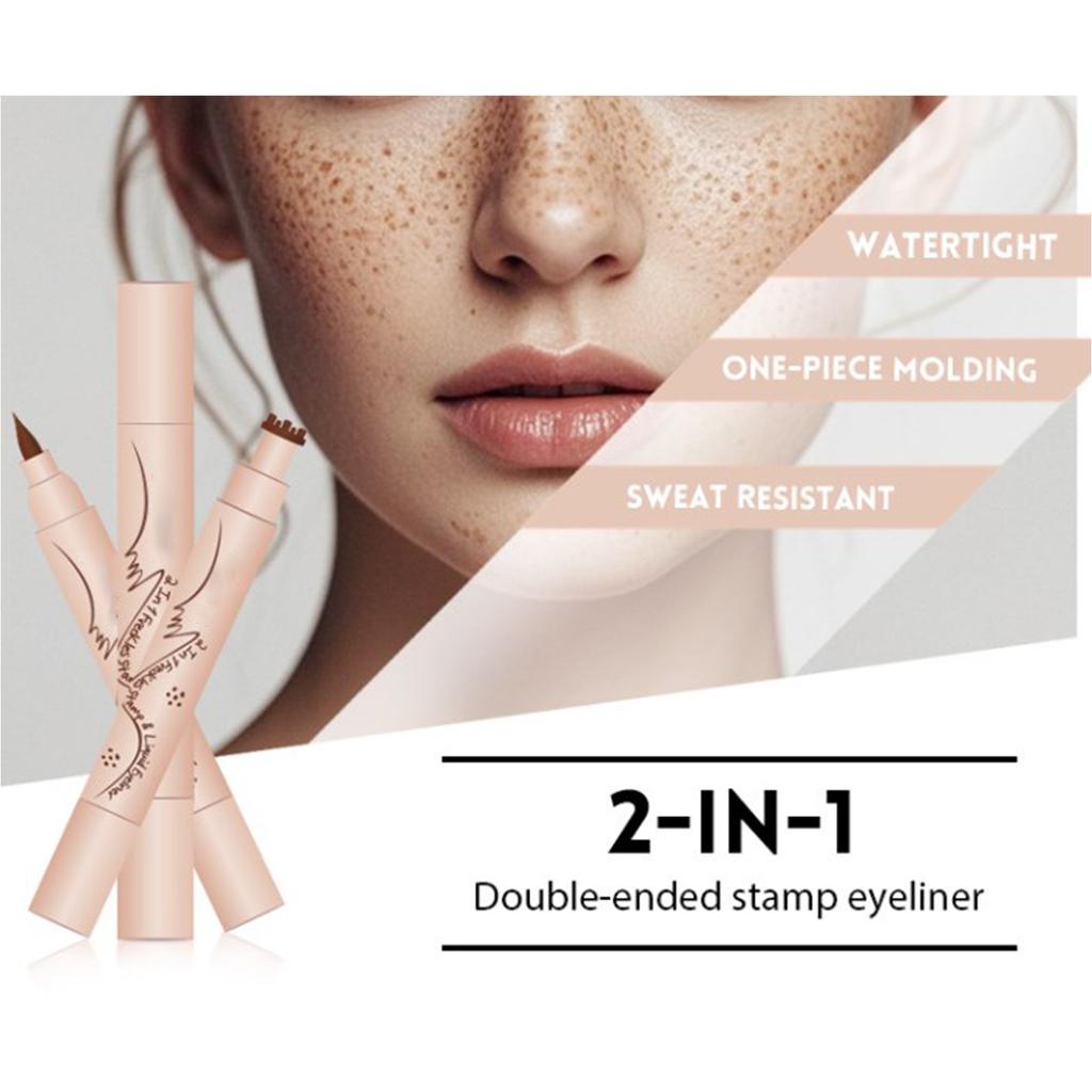 2-in-1 Sommersprossenstift & Eyeliner, Fälschung Stempel Make-up Werkzeug für realistisches Aussehen, Wasserdichte und schnell trocknende Formel, Einfache Anwendung