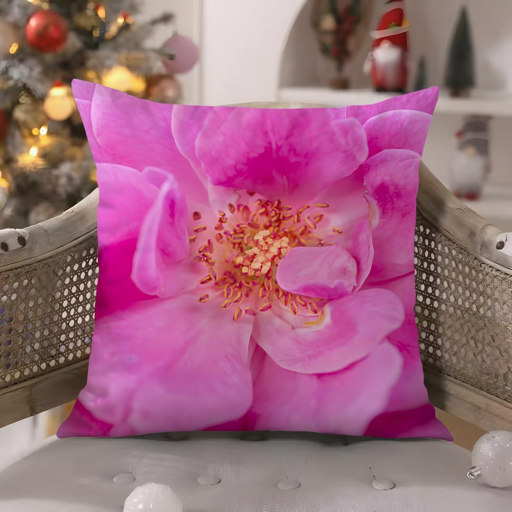 Beautiful Flowers Bulgarian RoseS Pillow Case Comfort Sofa Bed Silky Elegant Invisible Zipper Decorative Cushion Cover