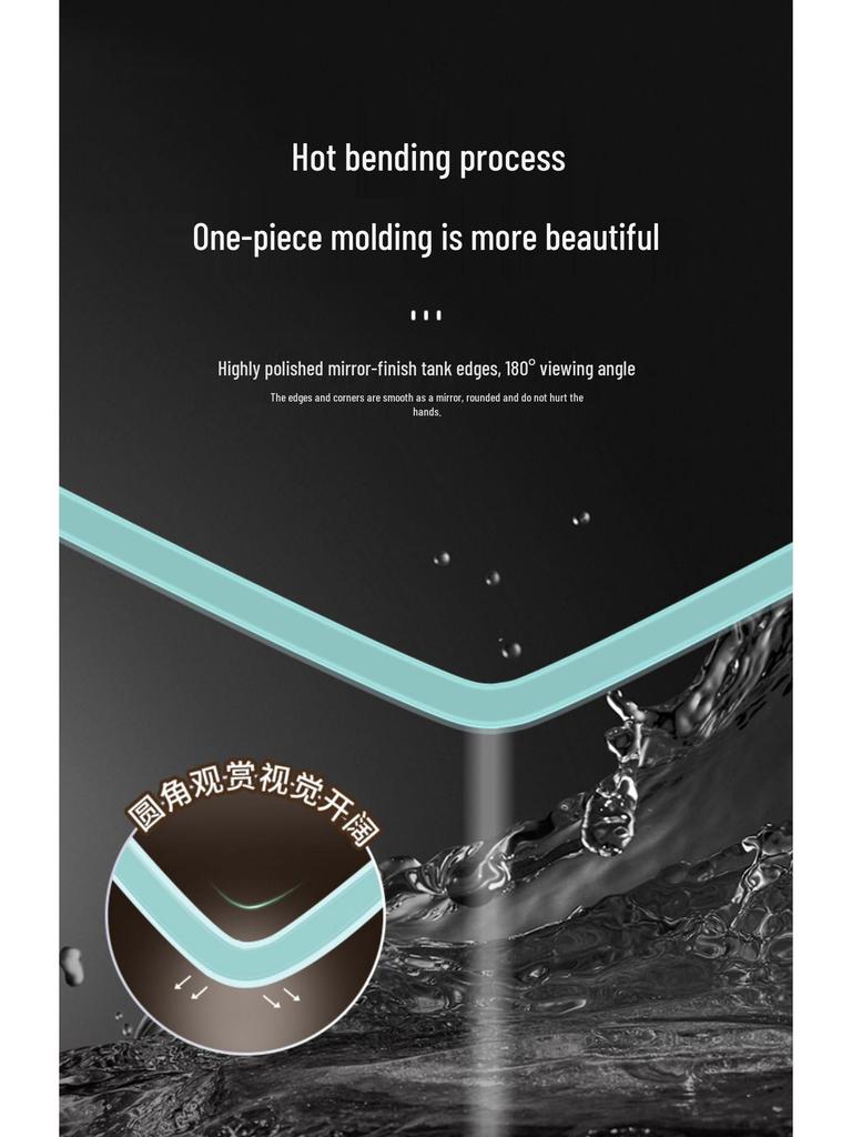 Acvariu dreptunghiular de birou 2024 - Ecologic, Schimb ușor de apă, Perfect pentru living și peștișori aurii mici