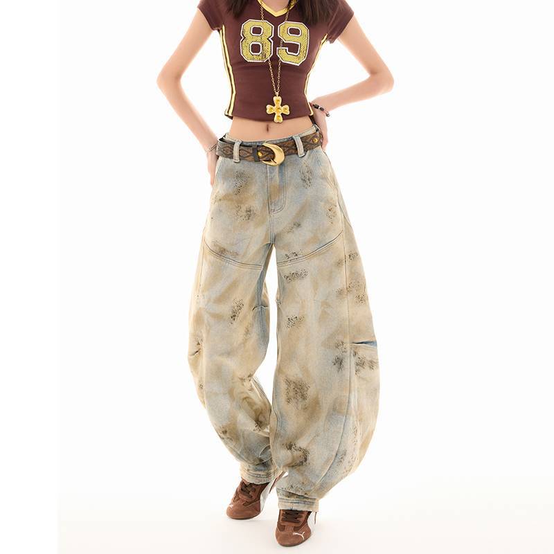 

JYL Men s Cargo Pants American Desert Camo Summer Loose Bootcut Trendy Denim 2XL видра коричневий колір