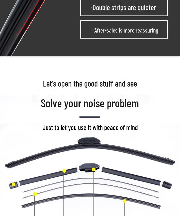 Bestune B70 Silent Bone-Free Wiper for 2014-2018 Models with Double-Layer Rubber Strip