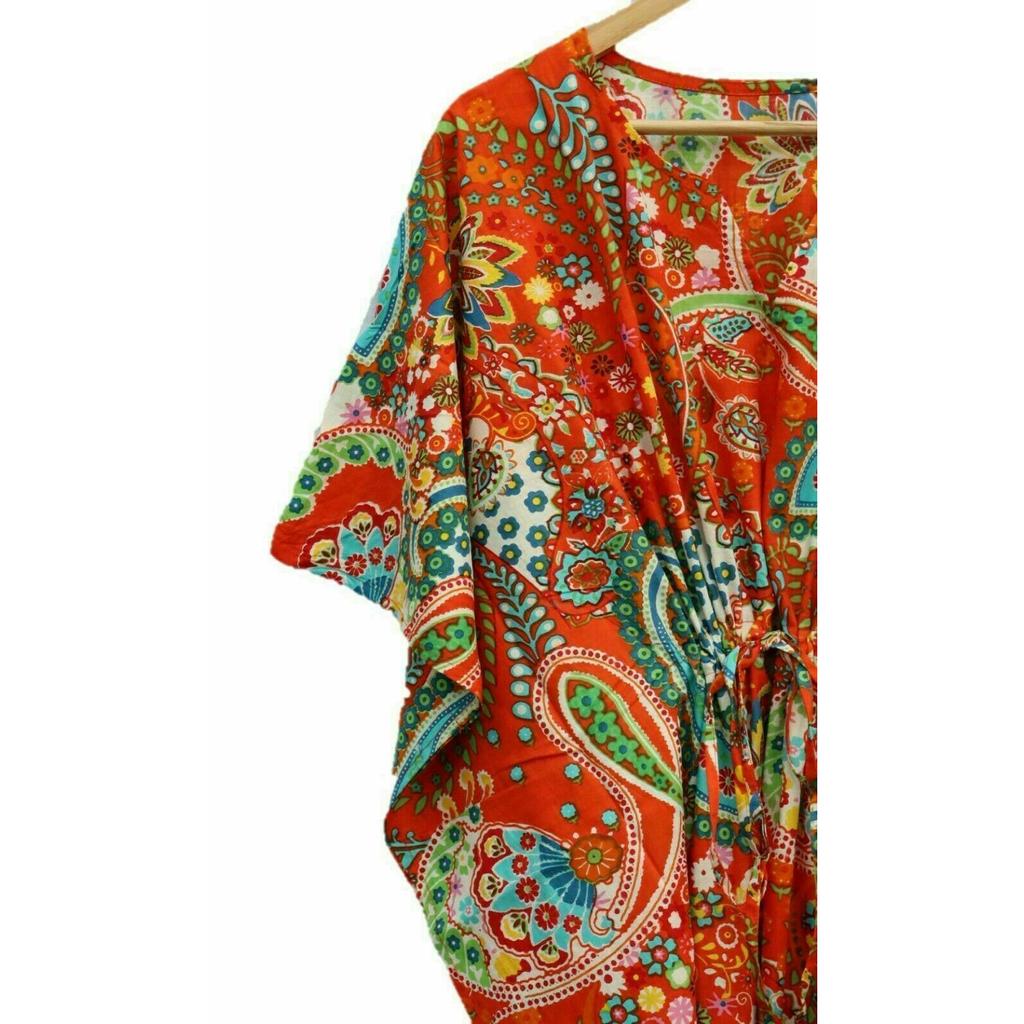 Langes indisches Kaftankleid mit Paisley-Print, Hippie-Kaftan, Maxi-Nachtwäschekleid für Damen, CKFTN-SCRN-FULL-BUYIT-001