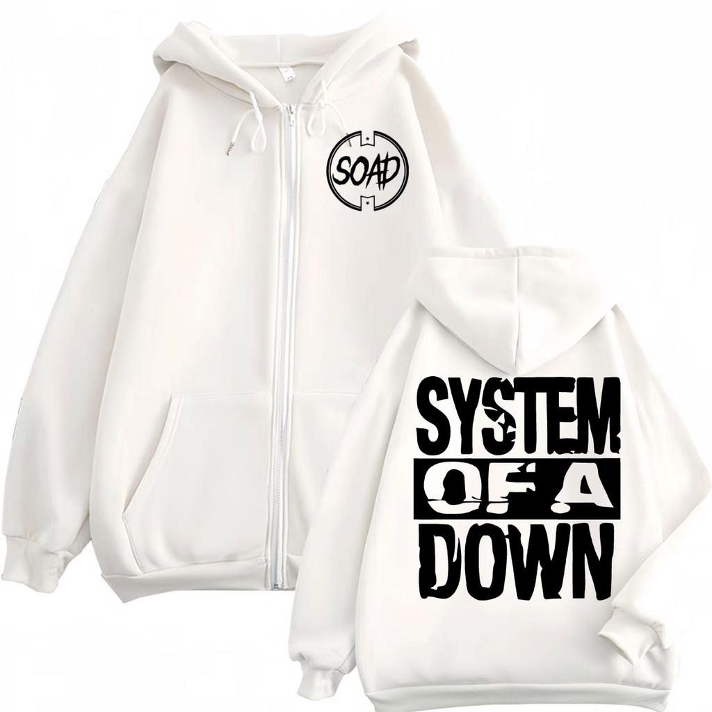 Felpa con cappuccio e zip Rock Band System of A Down Stampa Alta Qualità Moda Oversize con Zip Pullover Uomo Donna Casual Larga Felpa
