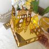 Ramadan Tray Eid Mubarak Serving Tray Hollow Palace Acrylic Mirror Tray Fruit Plate Tableware Dessert Platters DIY Display Holder Ramadan Decor