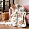 VIKAMA Soft Flannel Blanket Teddy Bear Pattern Comfortable Cover For Kids Bedroom Sofa Nursery Home Decoration