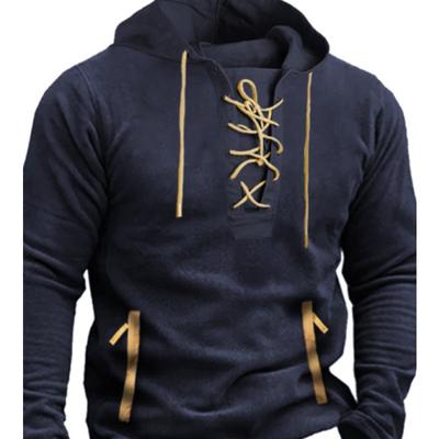 Men's Outdoor Drawstring Hoodie Zipper Pocket Tactical Sweatshirt Large Size Casual Sweatshirt