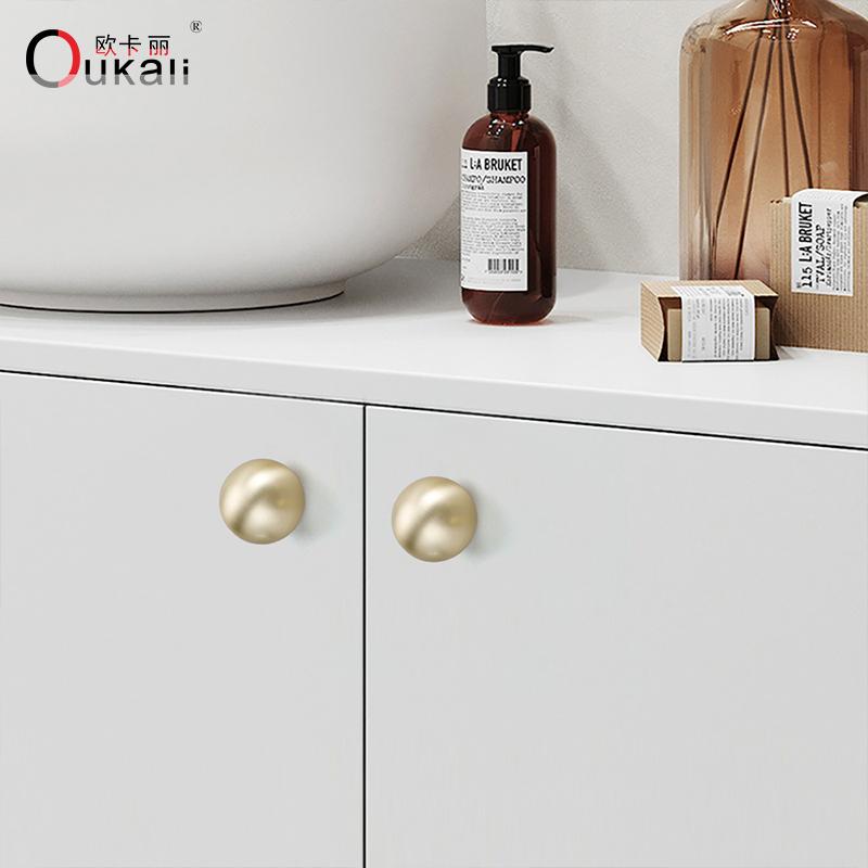 Oukali New Release Modern French Furniture Cabinet Handle Kitchen Drawer Brushed Copper Zinc Pull Handles