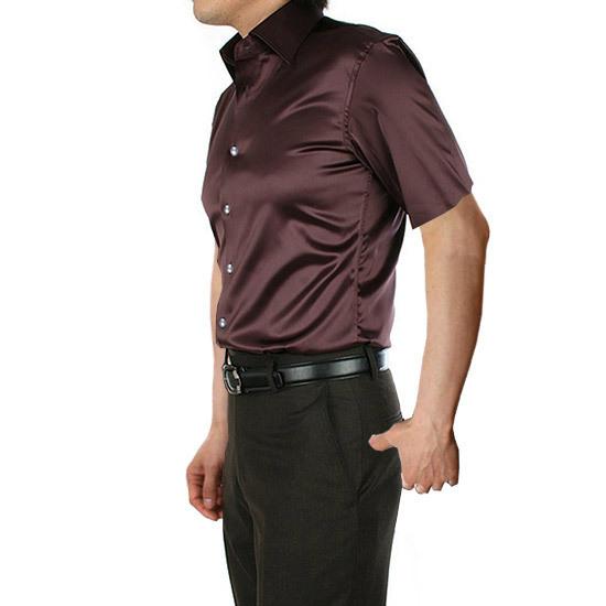 Loose Silk Satin Shirt Men Brand Short Sleeve Men Dress Shirts High Quality Wedding Party Chemise