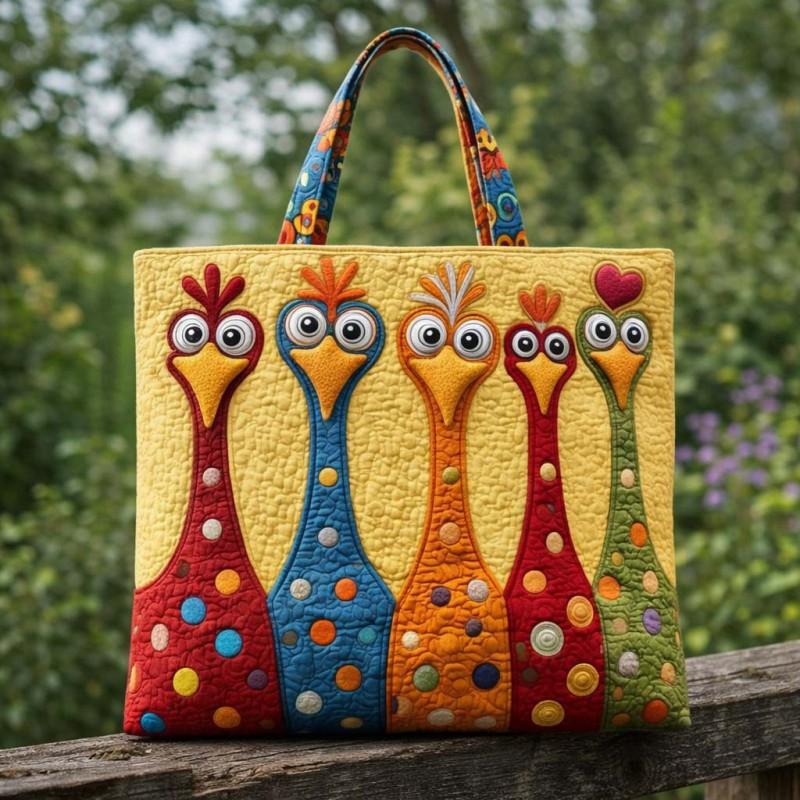 Chick Print Tote Bag 600D Oxford Cloth Shoulder Daily Use