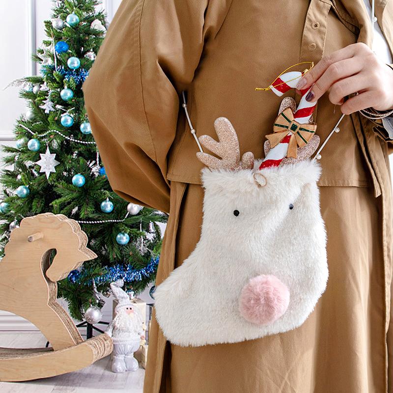 1 Stück Weihnachtsdekoration Rosa Mädchenherz Weihnachtsgeschenke Plüsch Süßigkeitentüte Rentier Süßigkeitentüte Geschenktüte