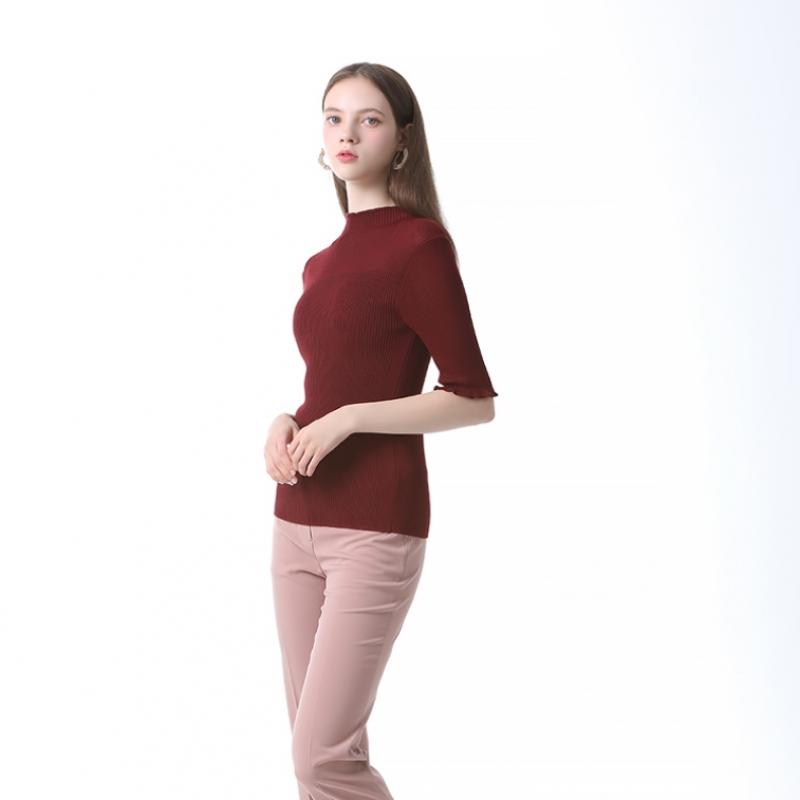 She S miSS  Solid Half Neck Ribbed Knit