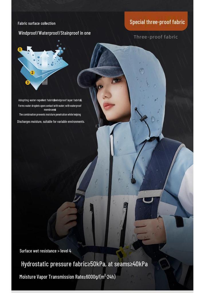 Au Li Rong 3-in-1 Detachable Warm Travel Mountaineering Jacket - Couples' Fashionable Windbreaker.