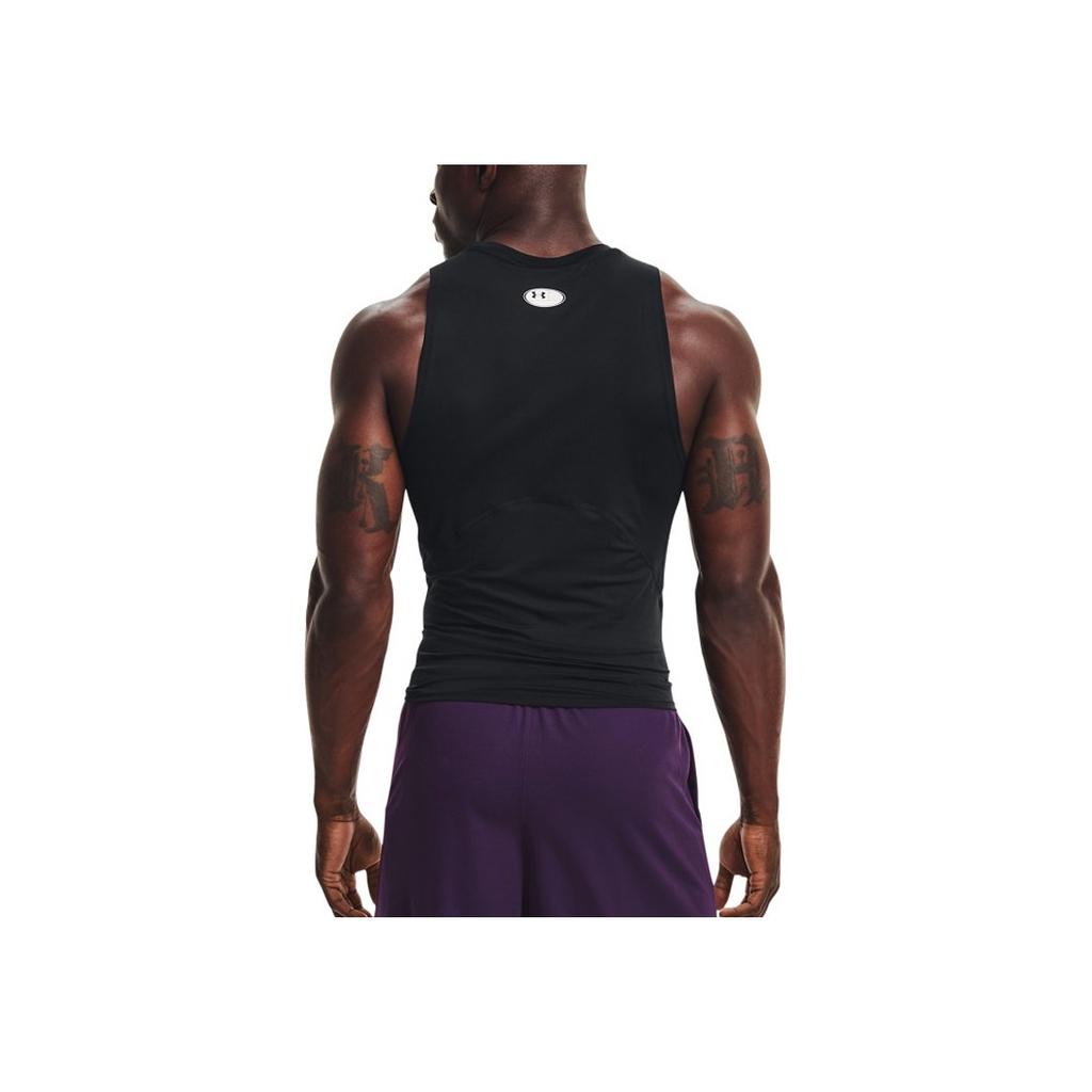 Under Armour HeatGear Compression Contrast Logo Sports Tank Top Men Tops Black 1368352-001