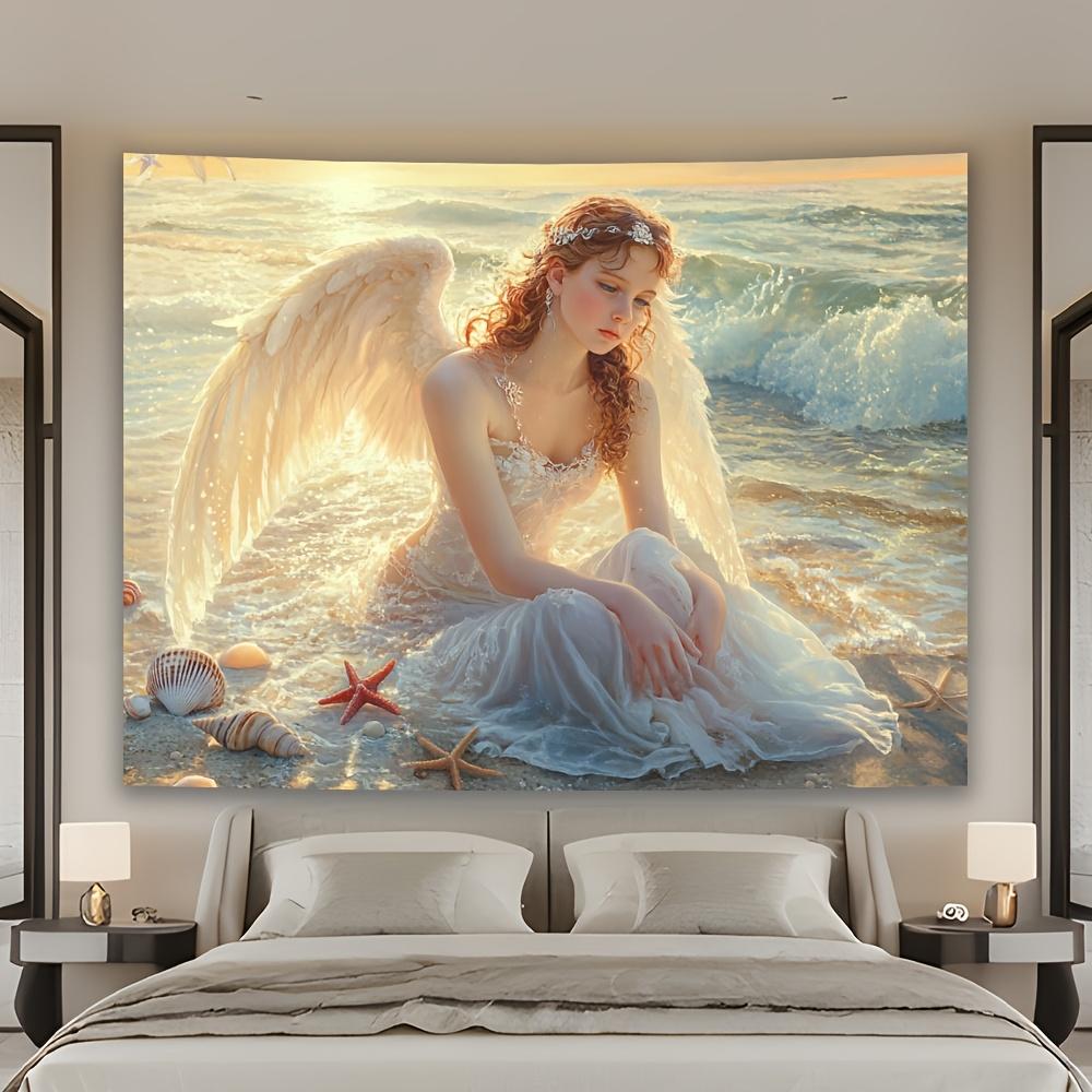 

Serene Angel by the Sea Tapestry Perfect for Adding Peaceful and Ethereal Style to Any Room Decor Ideal for Home Use 74x94cm(29x37in)