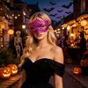 Stable Wear Party Mask Rhinestone Masquerade Mask, Adjustable Eye for Halloween Ball Gala Fashionable Dance Performance Cosplay, Sparkling Hollow