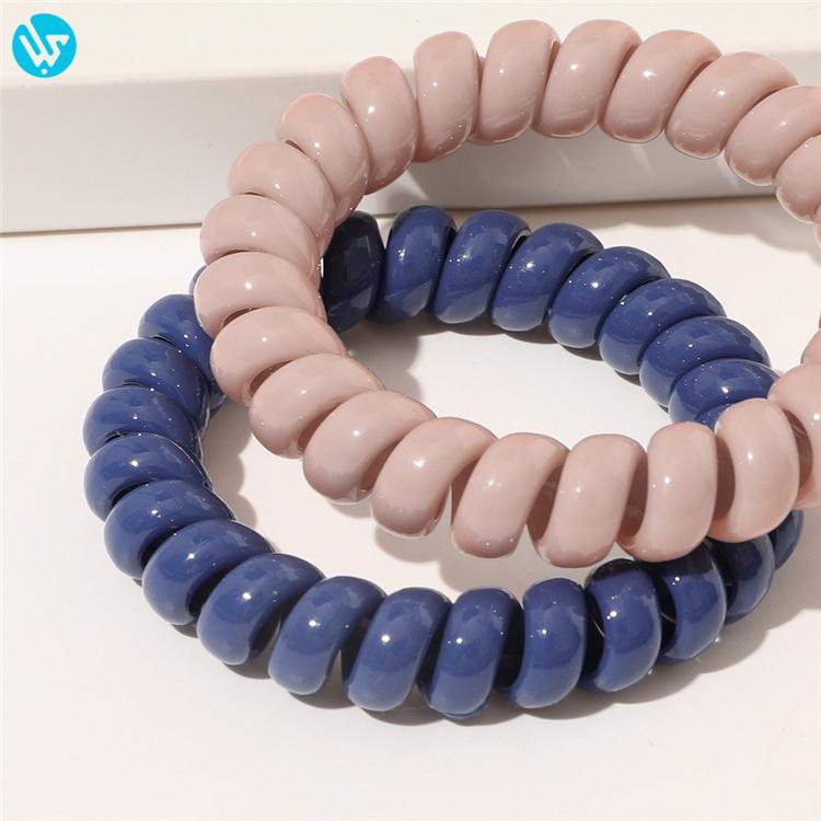 Women Spring Hair Ties Elastic Hair Band Custom Ponytail Holder Telephone Line Phone Cord Hair Ring