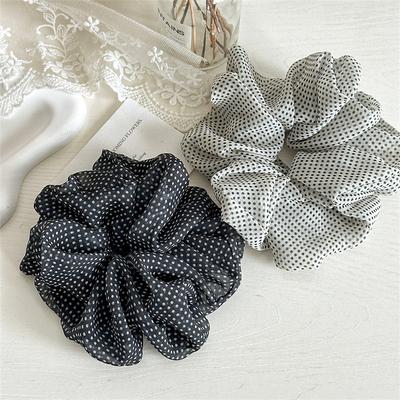 2 Stück Niedliche Punkt Chiffon Scrunchies Damen Mädchen Elastisches Haar Gummi Band Accessoires Haargummi Haarreif Seil Kopfschmuck Ornament
