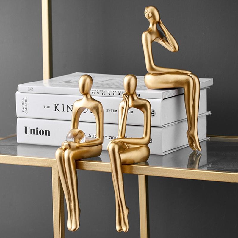 

Статуетка Мислителя Абстрактна Фігура Скульптура Маленькі Прикраси Смоляна Статуетка Дім Золота Абстрактна Статуетка Офісний Декор