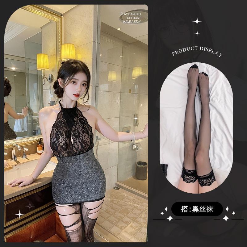 Sex underwear pure desire hottie shiny sexy neck uniform shiny temptation royal sister secretary hip skirt