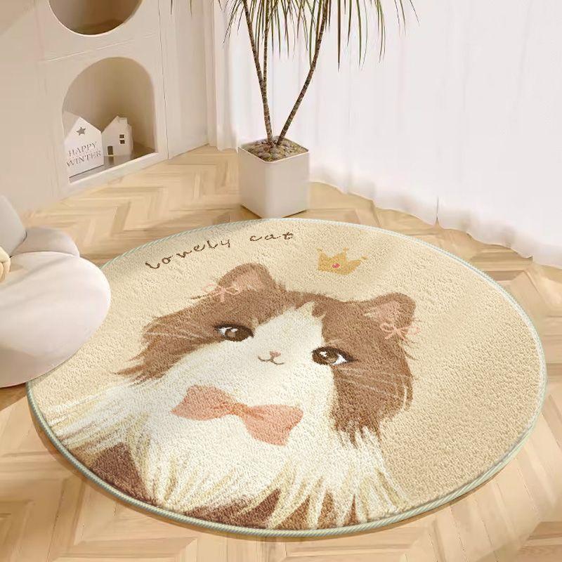 Round Carpet Living Room Plush Mat Thick Children's Room Reading Area Cartoon Bedroom Study Swivel Chair Soundproof Foot Mat