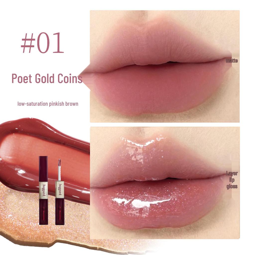 Haggard Black Ash Dual-Ended Lip Glaze & Matte Lipstick Combo - Versatile Nude Lip Gloss & Matte Finish