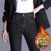 Fleece Jeans Women's Pants, Autumn and Winter Thin Velvet High-waisted and Thin Women's Nine-point Black Leggings