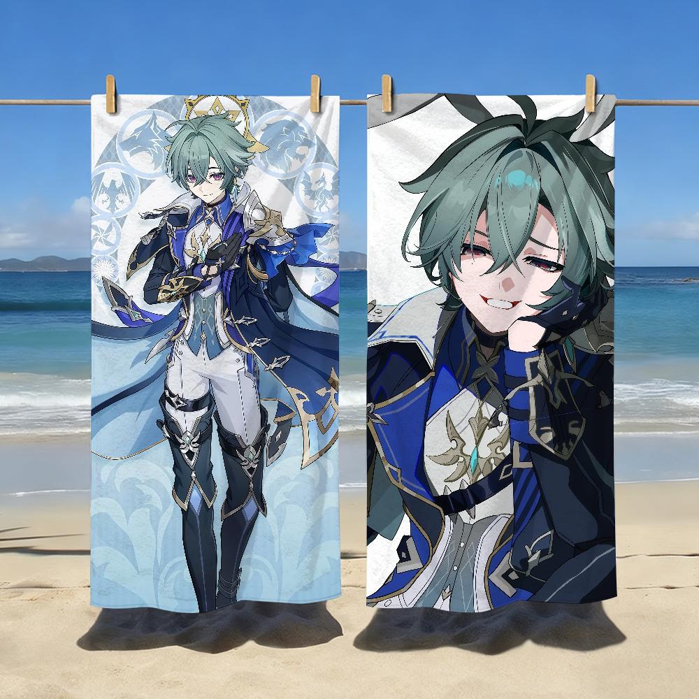 Lohen Game Genshin Impact Towel Sports Quick Dry Travel Camping Sandproof Soft Light Large Beach Towel