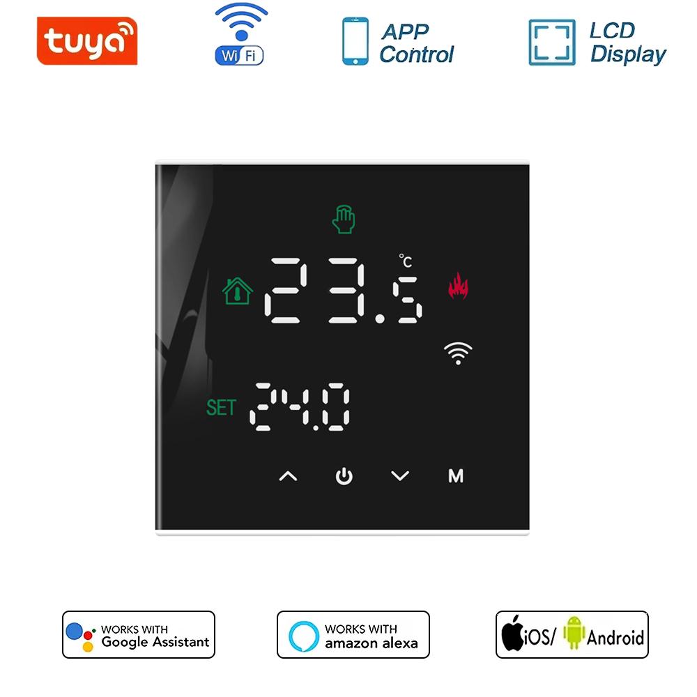 Tuya WiFi Smart touchscreen thermostaat Elektrische vloerverwarming Gasboiler / waterverwarming Temperatuurregelaar Alexa Voice App-bediening