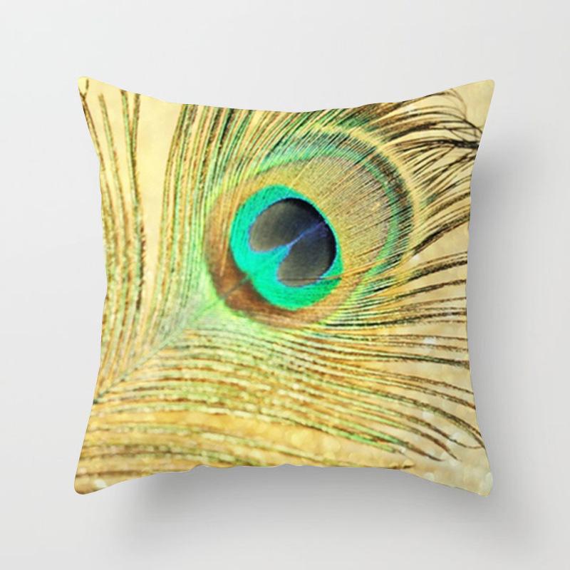 Neue Pfauenfederserie Ethnischer Stil Kissenbezug Personalisiertes Tiermuster Pfirsichhaut-Fleece Kissenbezug Kissenbezug