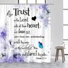 Inspirational Shower Curtains Watercolor Butterfly Flowers Trust In the Lord Quotes Aphorisms Modern Bathroom Curtain Decor Sets