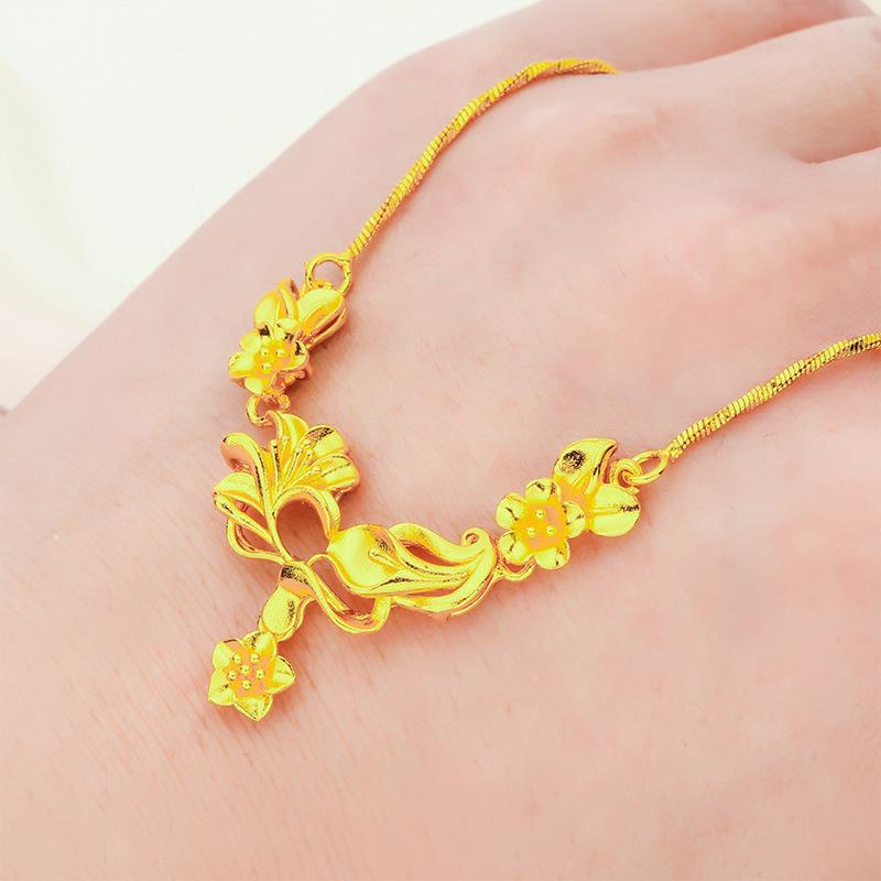 Sand Gold Women's Floral Necklace - New Indonesian Jewelry Set