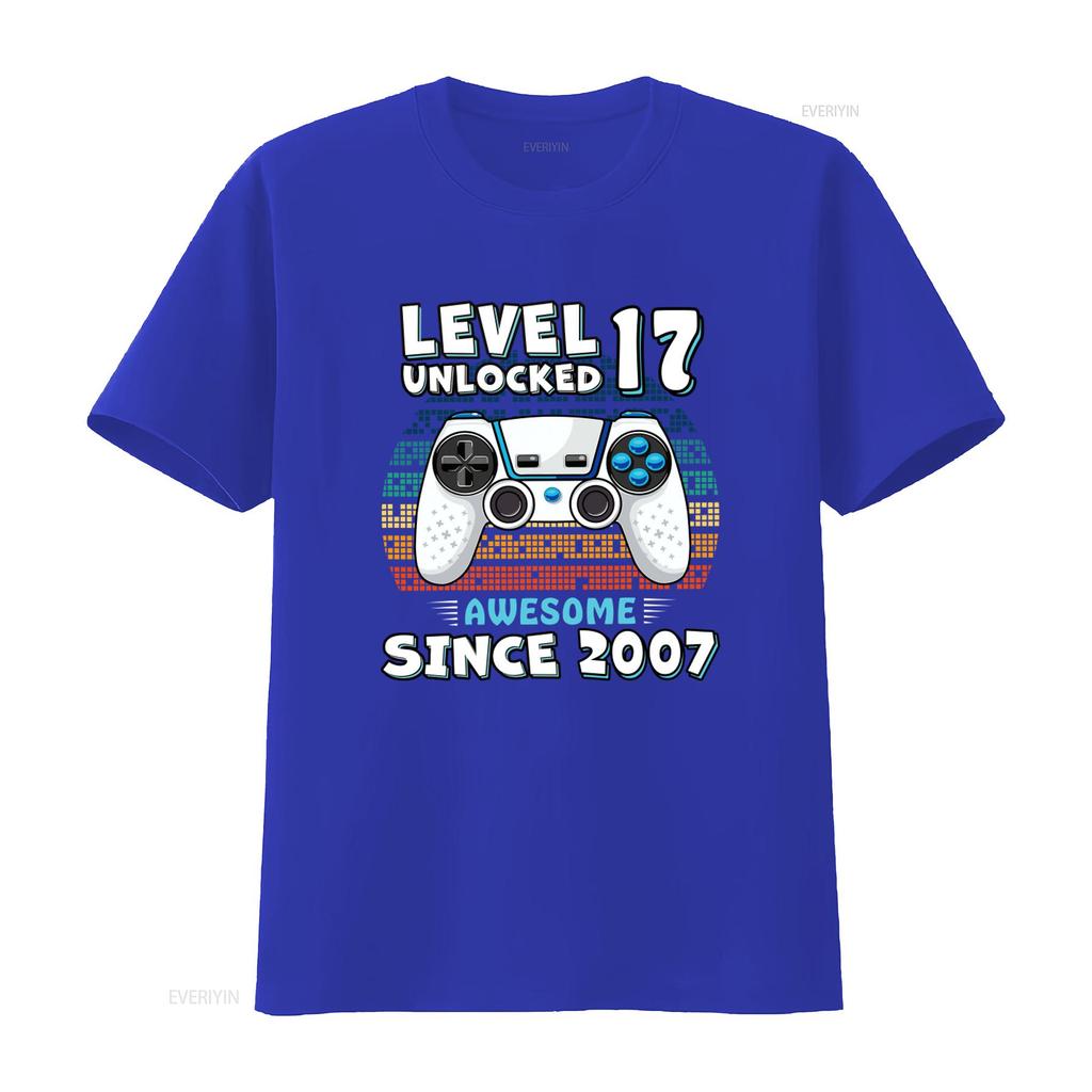 Cool 17th Birthday Boy Gamer T Shirt Level 17 Unlocked Awesome Since 2007 Perfect For Game Gaming Party Vintage