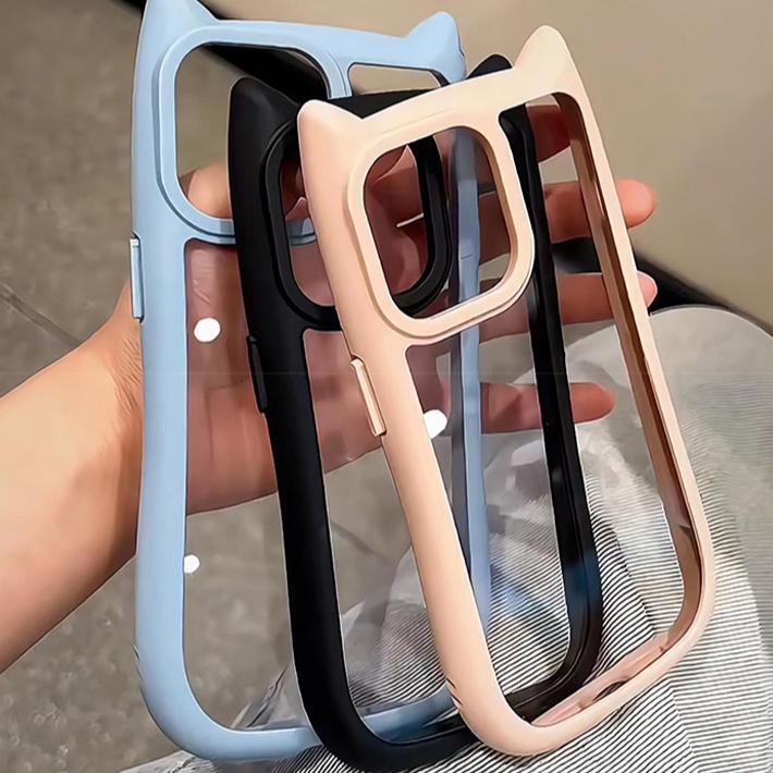 Phone Cases for iPhone 11 13 16 Pro Max iPhone 14 15 Pro Max 12 13 Pro Max 13 Pro 14 Pro Cute Cat Ear Shape Anti-fall Shockproof Wear-resistant