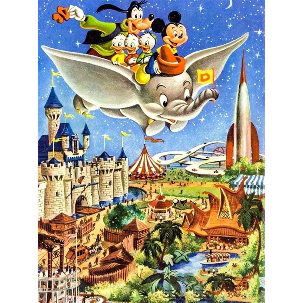 

Disney Cartoon Diamond Painting Mickey and the Family Soaring Over the Park Retro Illustration 5D DIY Art Cross StitchKitMosaicEmbroideryHomeDecorGift Round 20x30cm