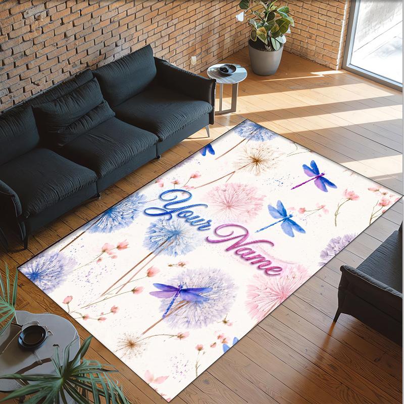 Leopard Theme Crystal Velvet Floor Rug Personalized Custom Name Text Warm Carpet Home Decoration