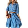 2023 European & American Trendy Women's Imitation Denim Mid-Length Dress