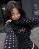 MUAHMUAH Dot Lettering Logo Long Sleeve T-Shirt [Black]