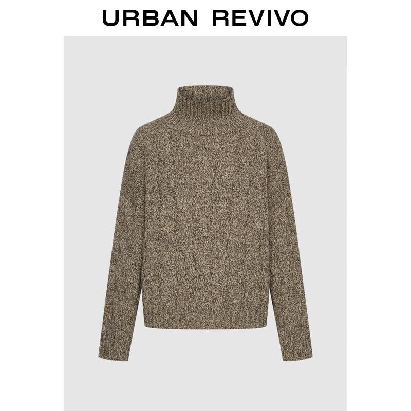 UR2025 Women s Stand Collar Cable Knit Sweater M