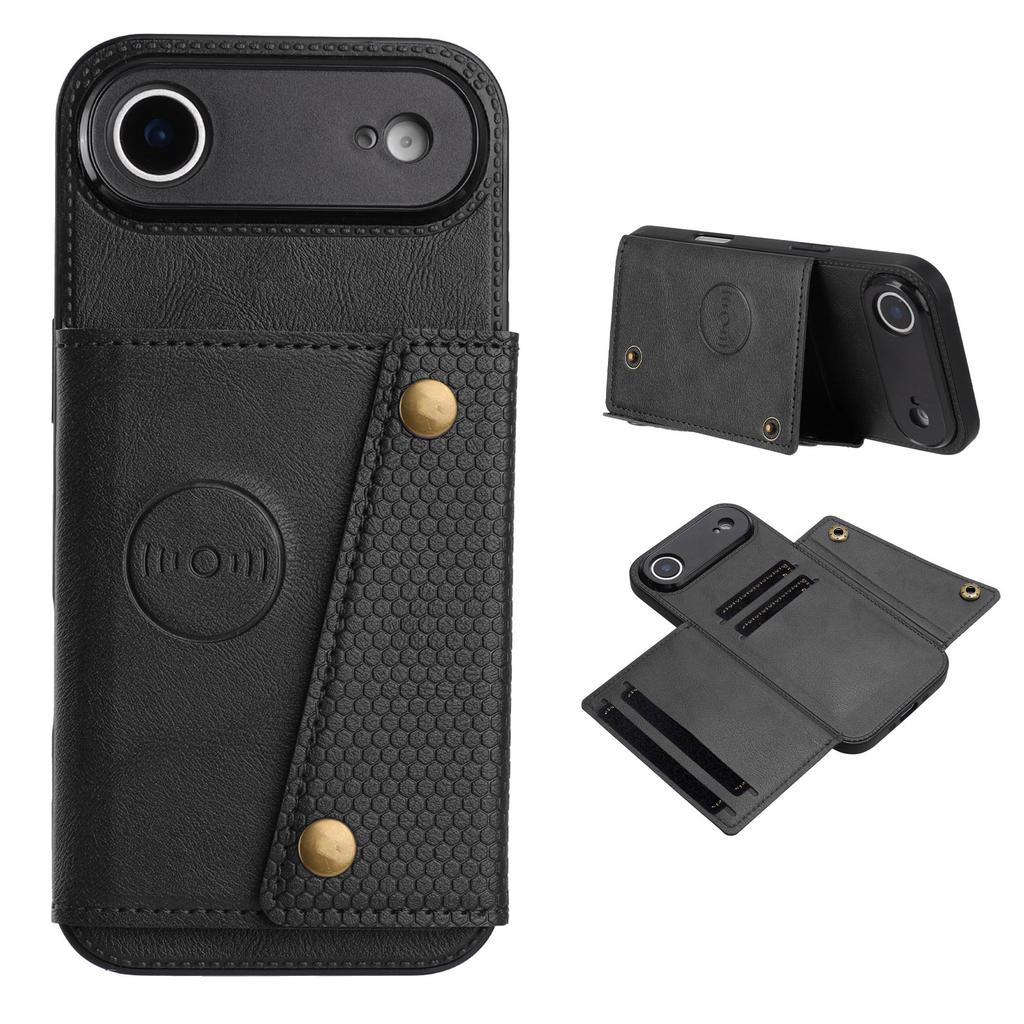 For iPhone Air Case with Card Slots Kickstand Leather + TPU Phone Cover