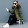 Women's Slim-Fit Cotton-Padded Jacket for Winter - Warm, Solid-Color, with Detachable Hood and Fleece Collar, Casual Stand-Collar Style