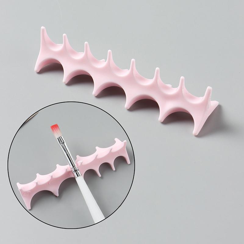 5 Grid Nail Brush Holder Soft Fishbone Stand Salon Pen Rack Accessory Brushes For Manicure Tools Silicone Nail Art Brush Holder