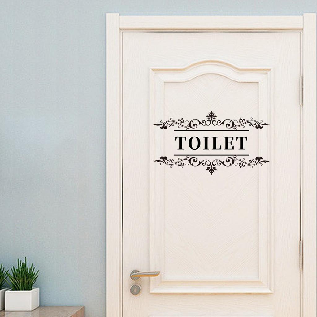 Ms8492 Creative Hand-Painted English Pattern Door Sticker Bathroom Bathroom Background Home Decoration Sticker, Large Quantity Can Be Negotiated