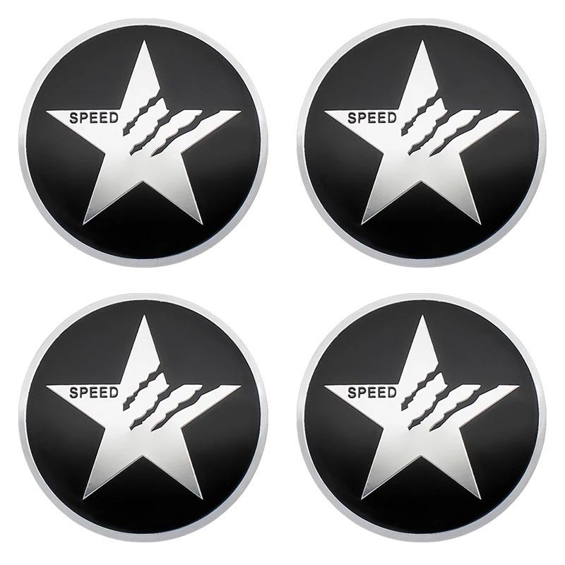 4pcs 56MM 60MM Car Wheel Hub Center Caps Rim Cover SPEED Star Logo Badge Emblem Stickers Universal Car Styling Accessories