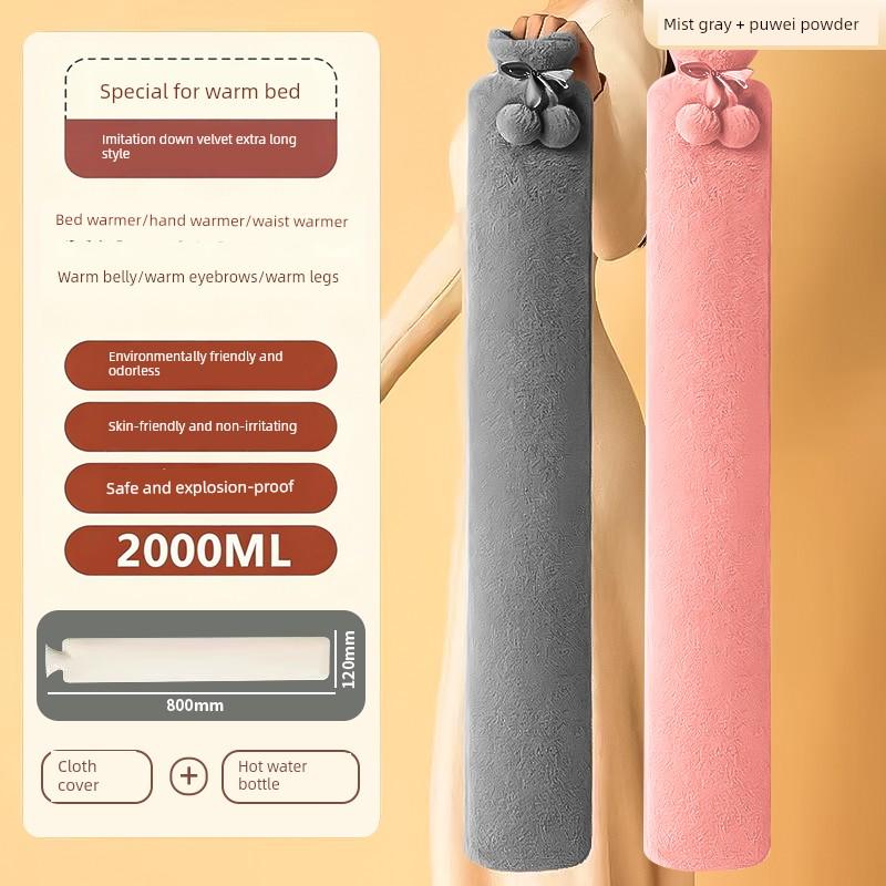 Extended Water-Filled Hot Water Bag for Neck Heating, Large Long Version, Special for Bed, Foot Warmer, Water Heating Pad