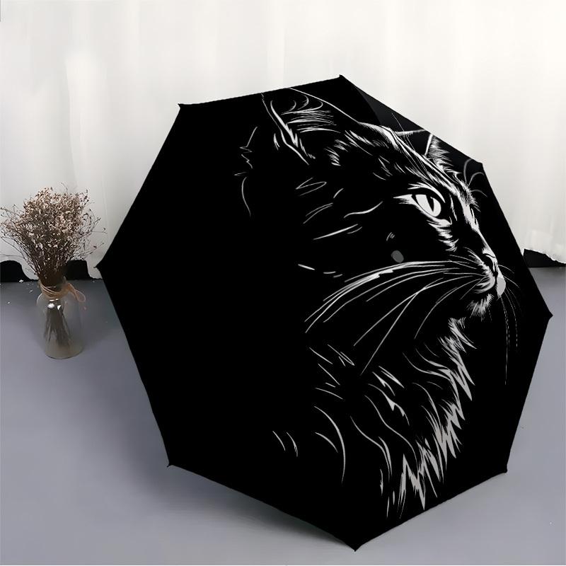 1pc Cat Profile Automatic Opening/Closing Umbrella with Operation & Windproof Canopy yy260311040