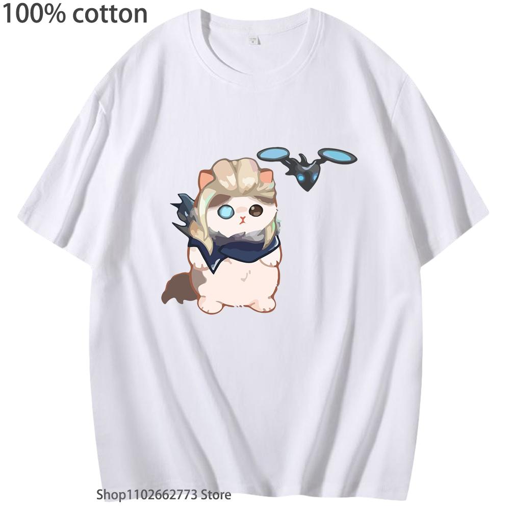 Surprised Penguin Valorant T-Shirts Sova Cat Cute Catlorant T Shirt Cotton Minimalist Cartoon Tees Summer Men Tops