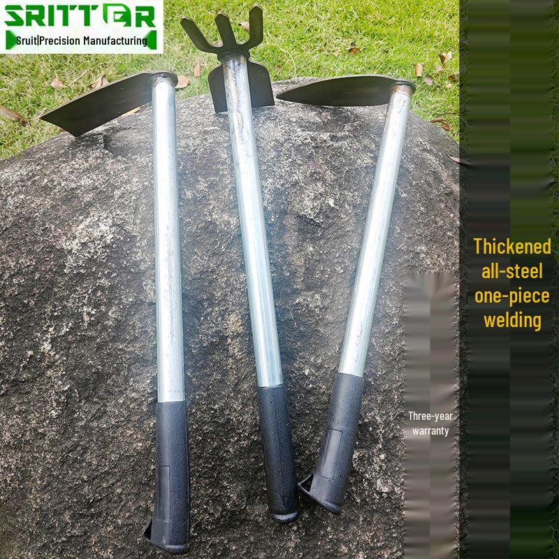 Manganese Steel Multifunctional Gardening Hoe for Weeding, Planting Vegetables & Flowers - Ideal for Outdoor, Dual-Use, Short Handle Farming Tool